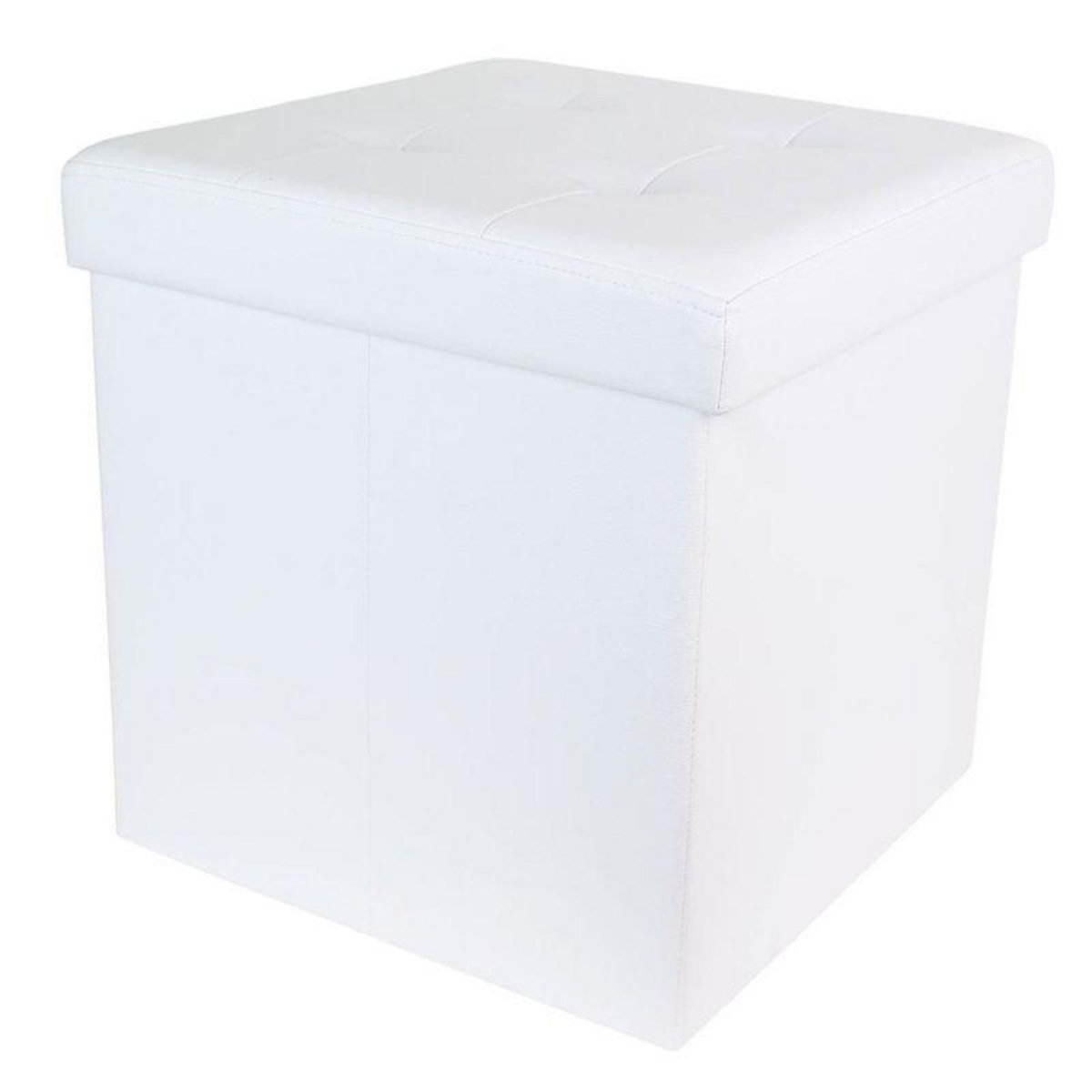 Paris Prix Pouf Coffre Pliable Capitonné  Cesaro  37cm Blanc