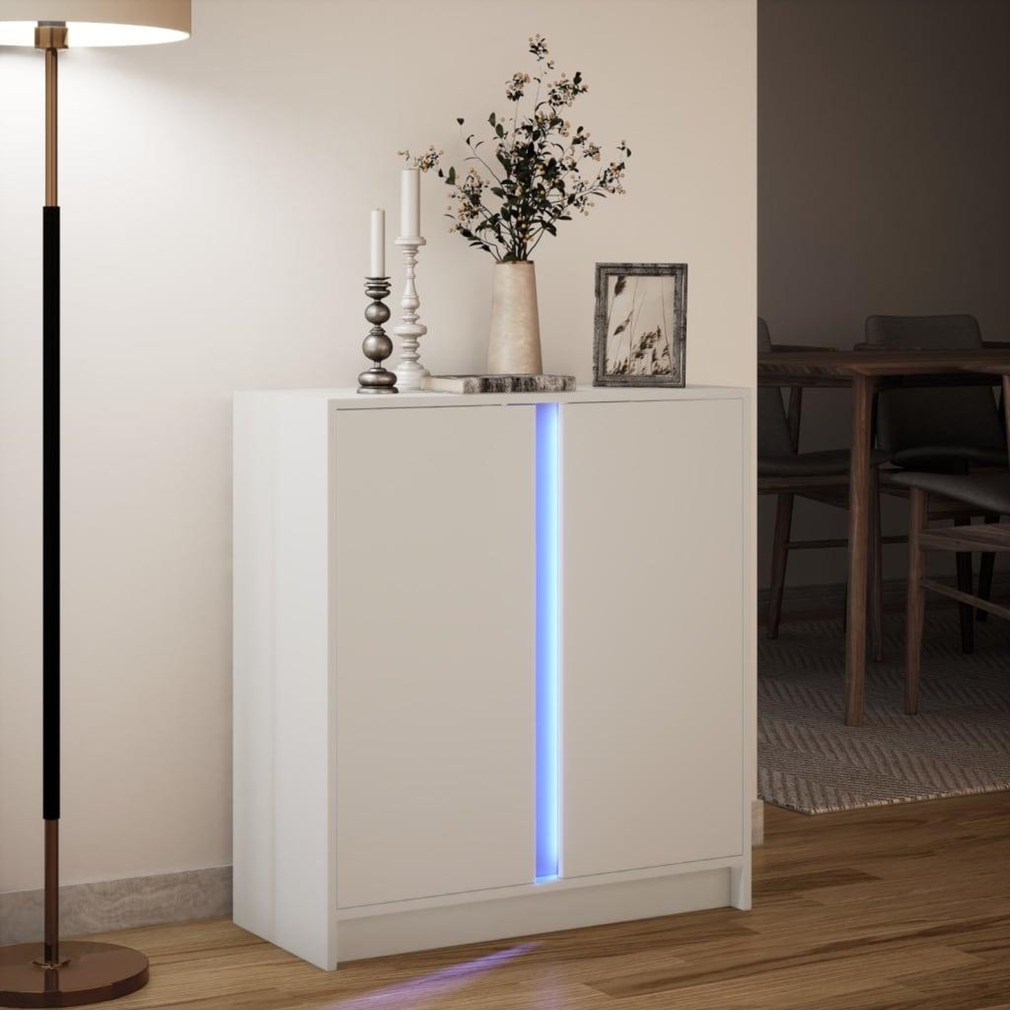 Voir la diapositive 5 : VIDAXL Buffet avec LED blanc 77x34x85 cm bois d'ingenierie