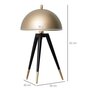 HOMCOM Lampe de table champignon style Art déco - lampe à poser trépied - Ø 30 x 62H cm - piètement métal noir extrémités abat-jour métal doré