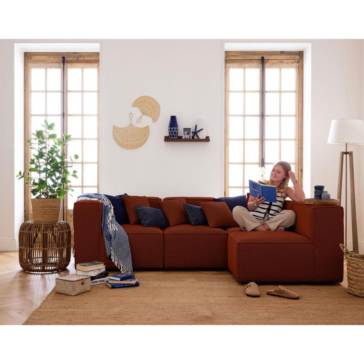 LISA DESIGN Arty - module d'assise gauche - en tissu mailles 3d