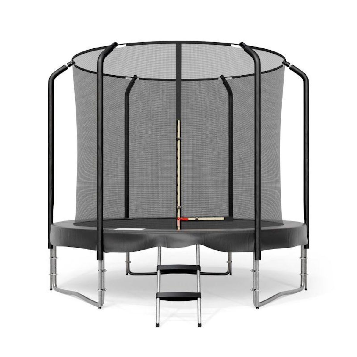JUMP4FUN Trampoline Semi-Pro 8FT / 244cm Noir avec Filet de sécurité, Tapis de saut, Coussin de protection, Echelle