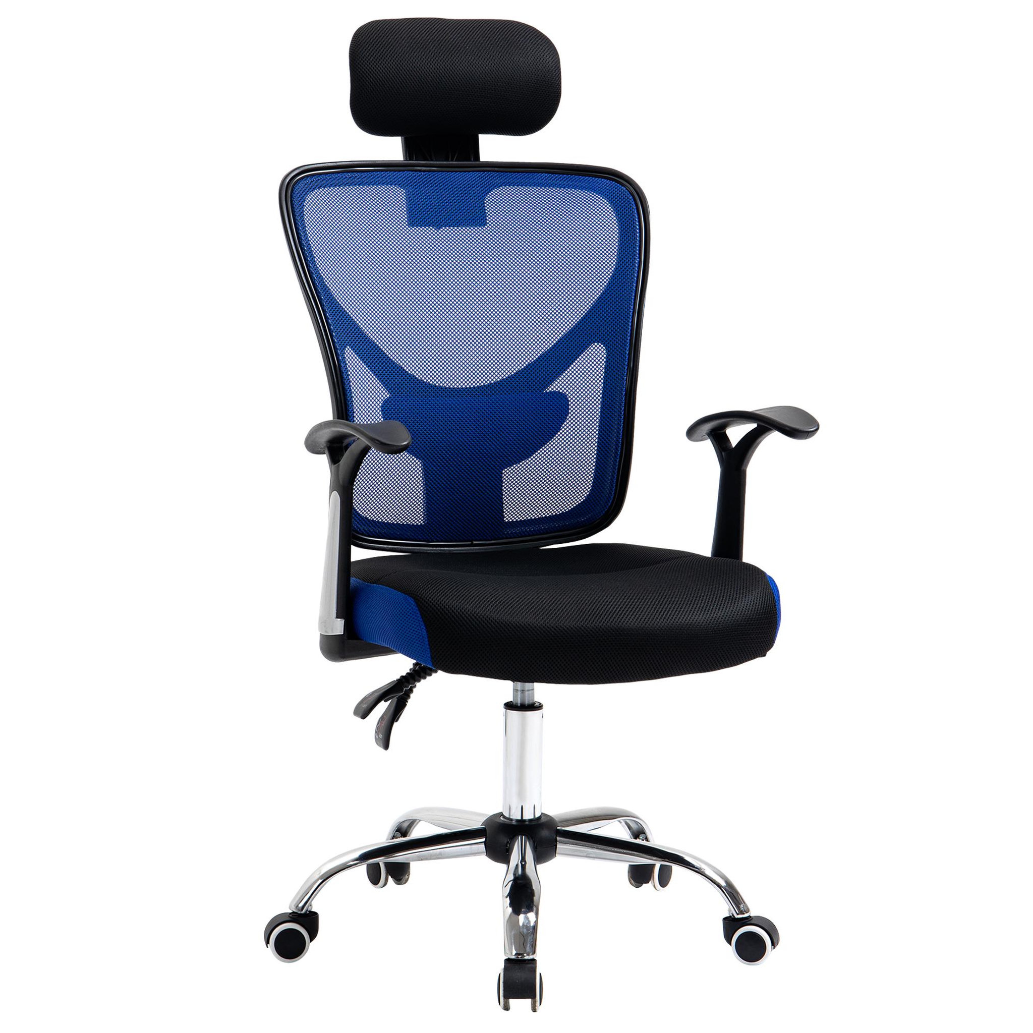 Voir la diapositive 1 : VINSETTO Vinsetto Chaise de bureau manager grand confort réglable dossier inclinable piètement chromé tissu maille polyester bleu noir