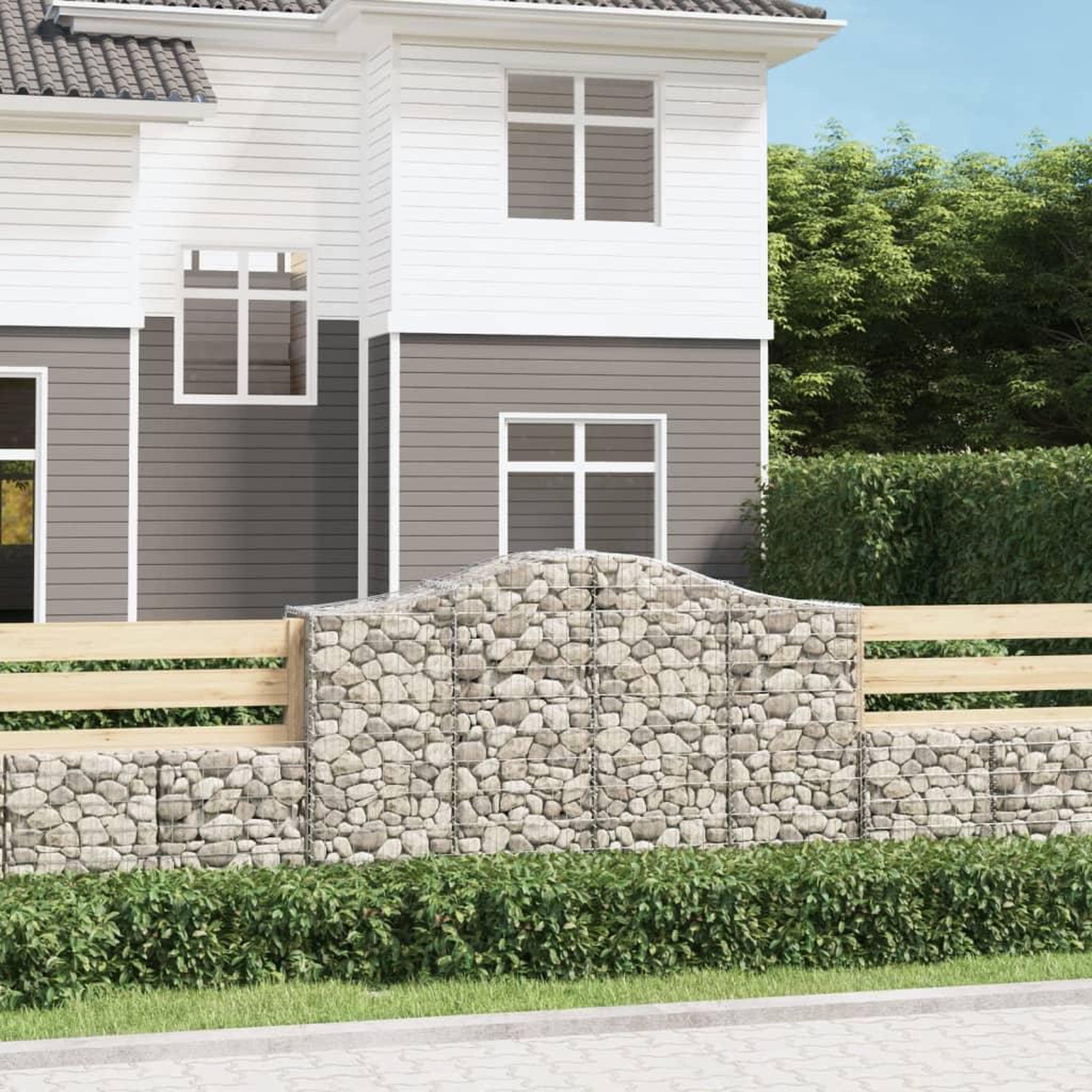 VIDAXL Paniers a gabions arques 25 pcs 200x50x120/140 cm Fer galvanise