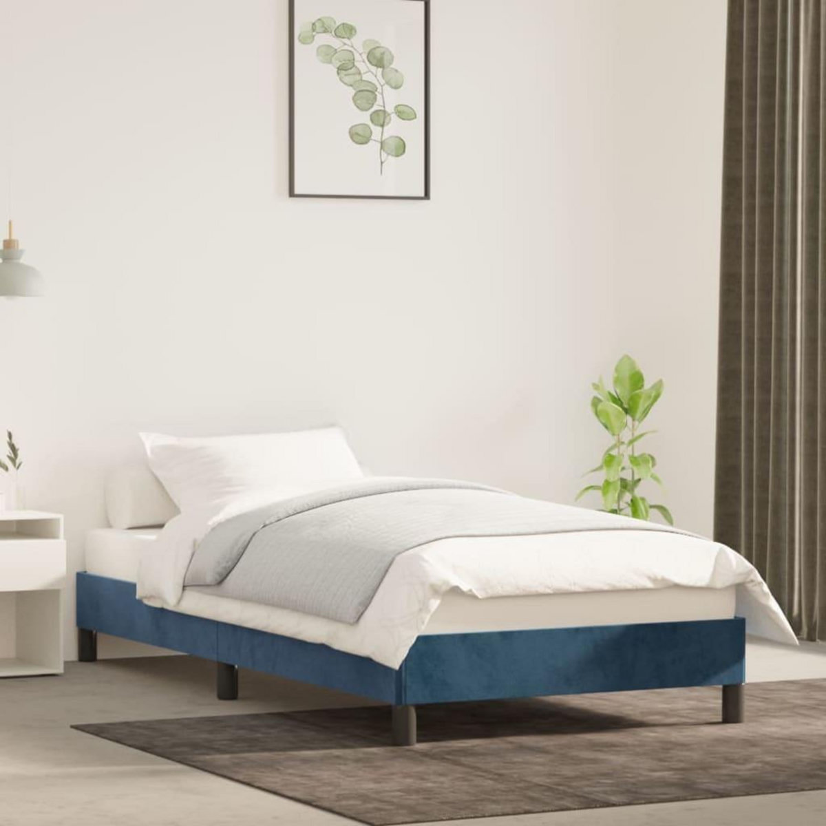 VIDAXL Cadre de lit sans matelas bleu fonce 100x200 cm velours