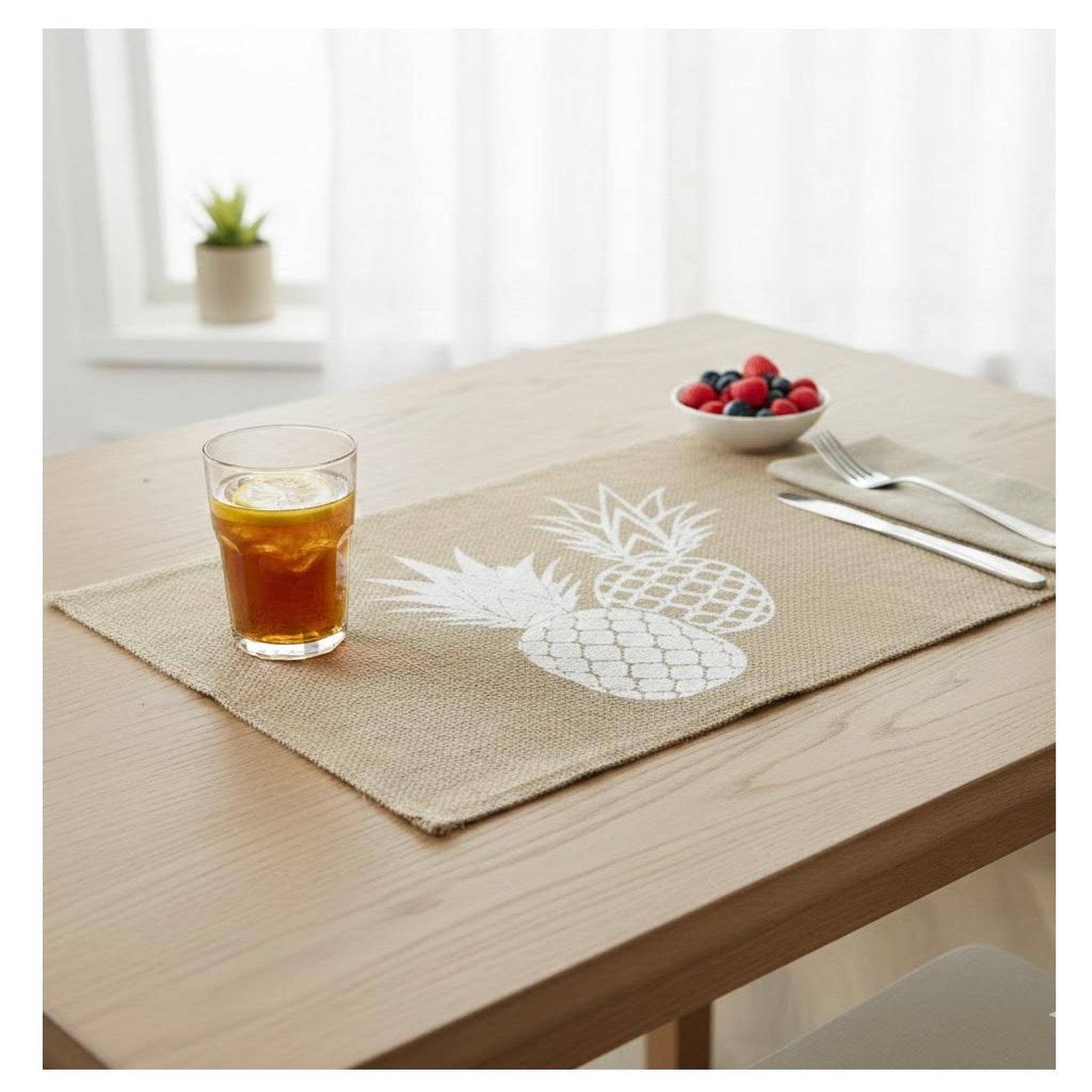 Voir la diapositive 2 : Eden Set de table en jute ananas design et moderne