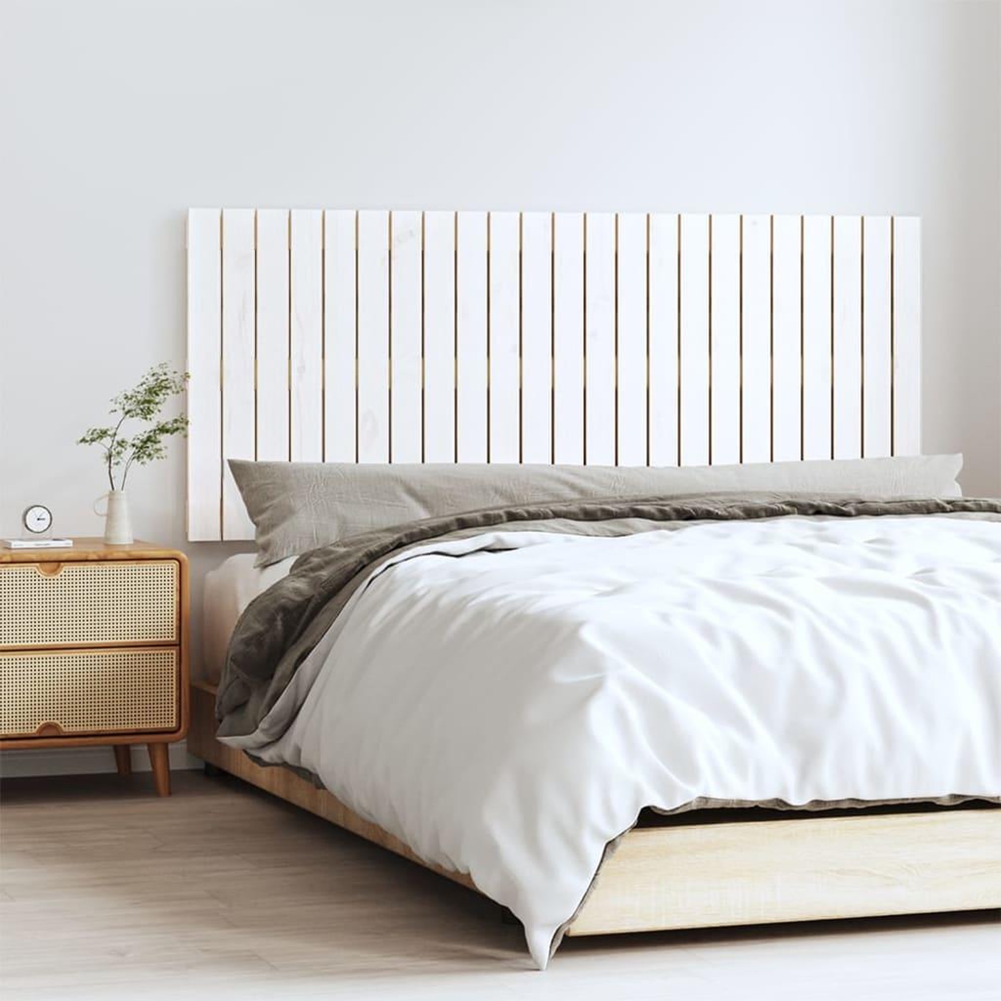 Voir la diapositive 1 : VIDAXL Tete de lit murale Blanc 147x3x60 cm Bois massif de pin