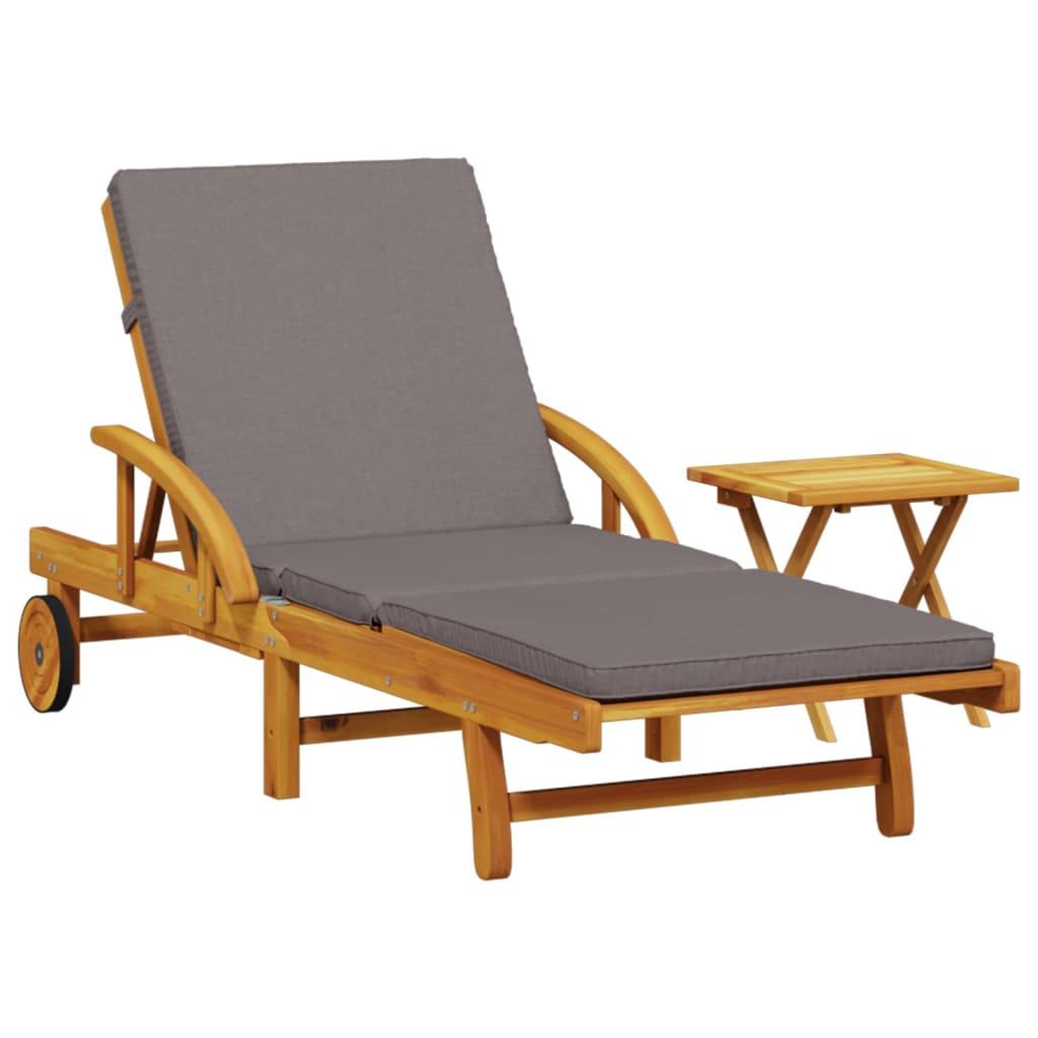 Voir la diapositive 2 : VIDAXL Chaise longue avec coussin et table bois d'acacia massif