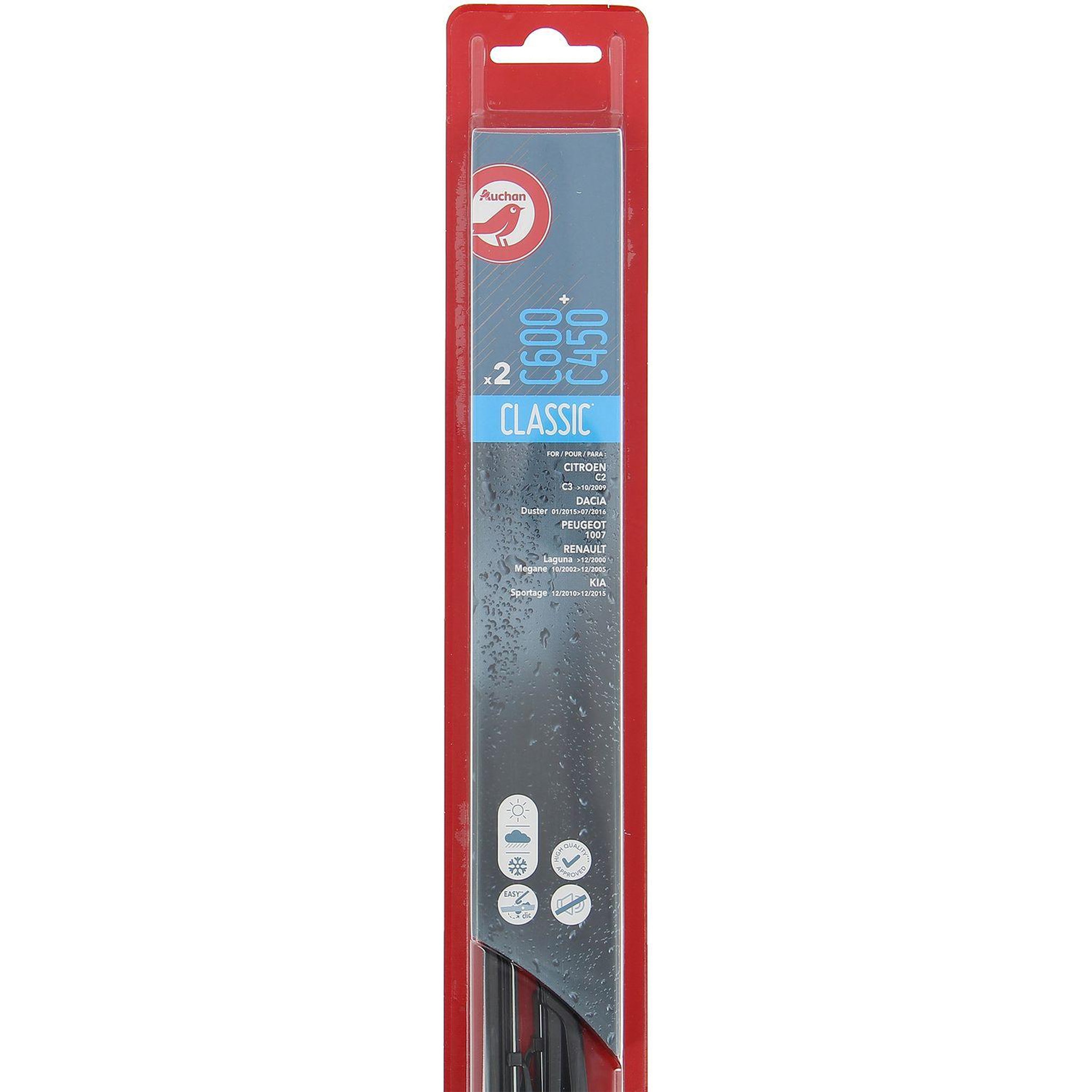 AUCHAN 2 balais d'essuie-glace WEST CLASSIC WIPER BLADE (600+450MM)