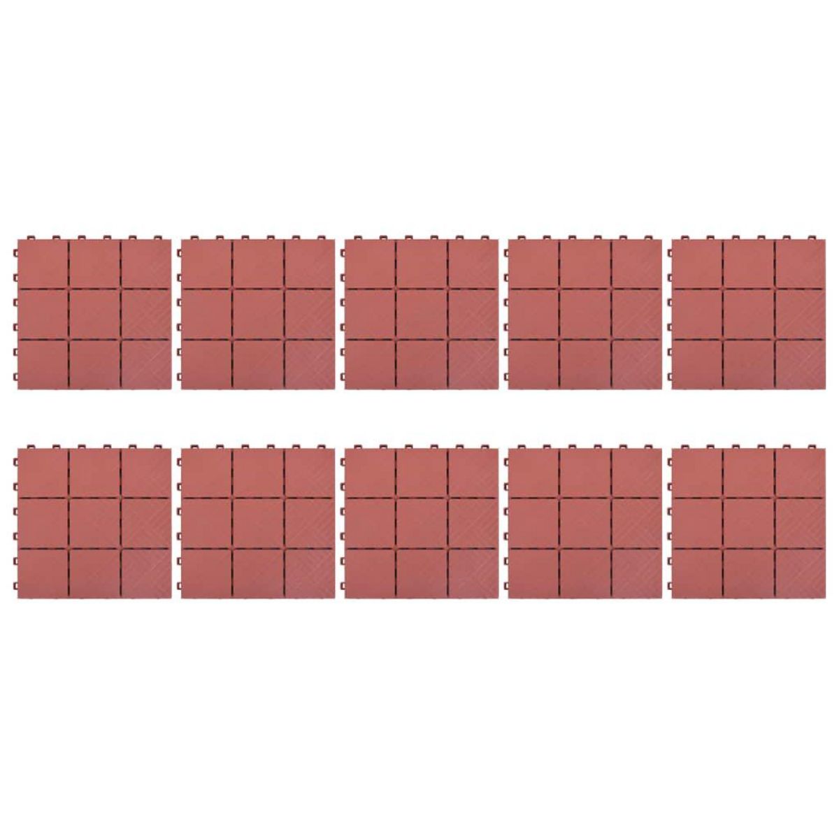 VIDAXL Carreaux de terrasse 10 pcs Rouge 30,5x30,5 cm Plastique