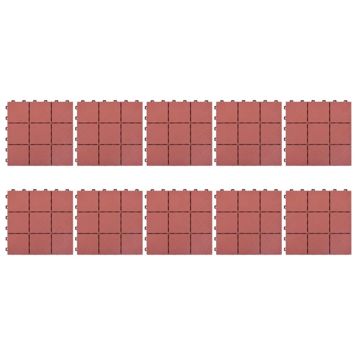 VIDAXL Carreaux de terrasse 10 pcs Rouge 30,5x30,5 cm Plastique