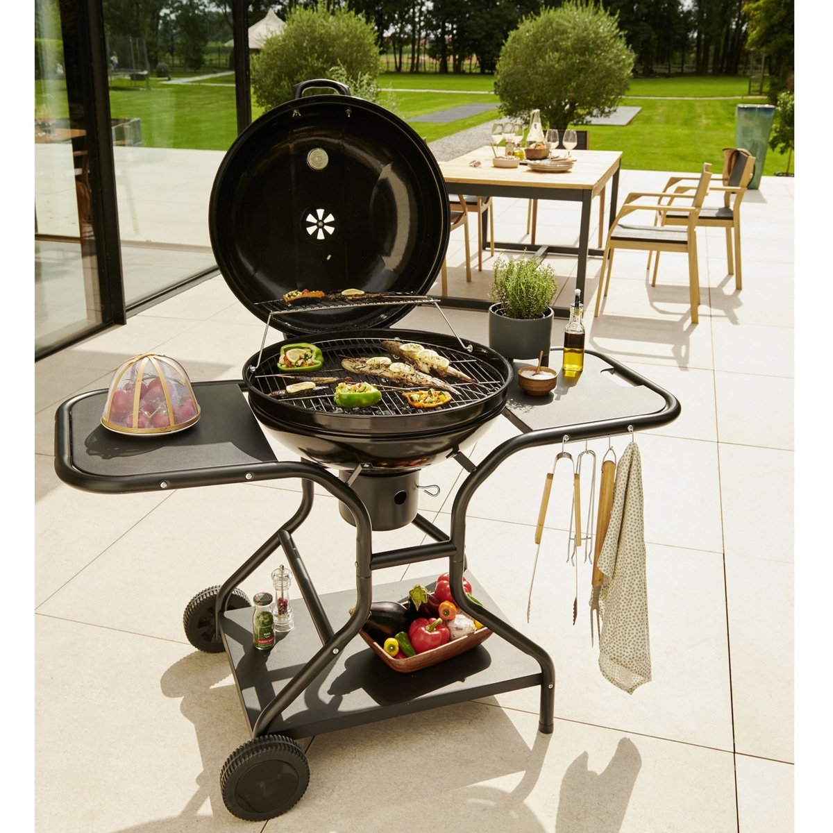 GARDENSTAR Barbecue charbon de bois en acier ROUNDY