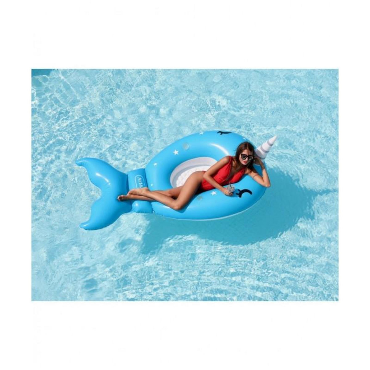 AIRMYFUN Matelas Gonflable d'Eau Géant, Ultra Confort, pour Piscine & Plage - Licorne Des Mers 220 x 115 x 78 cm