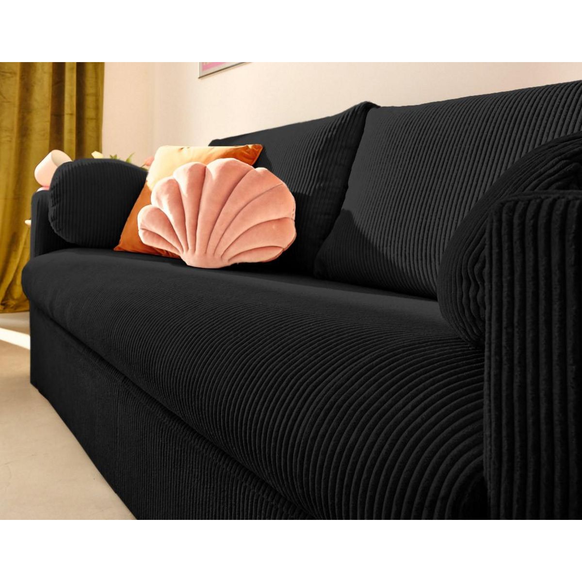 LISA DESIGN Serena - canapé droit déhoussable 3 places en velours côtelé