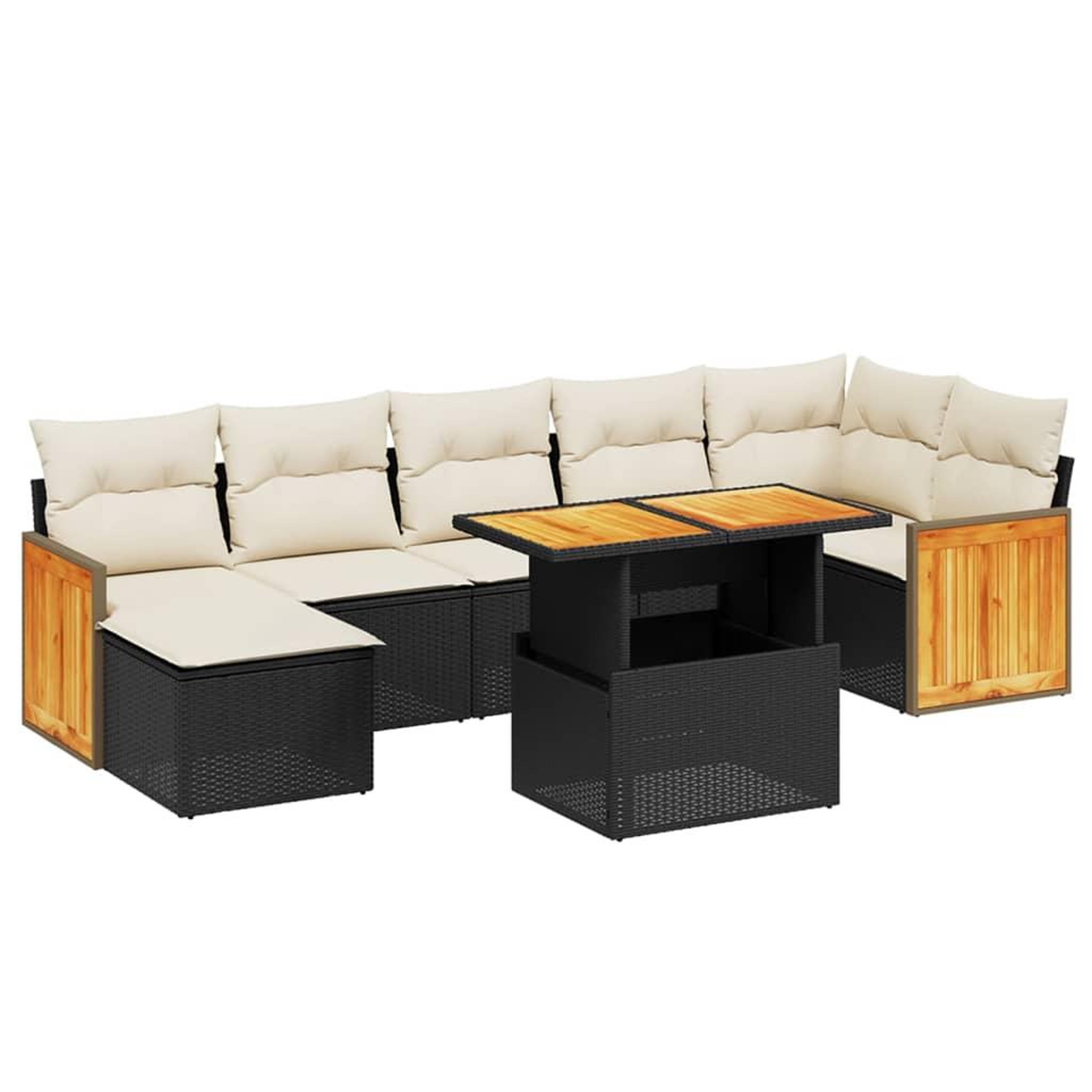 Voir la diapositive 2 : VIDAXL Salon de jardin 8 pcs avec coussins noir resine tressee