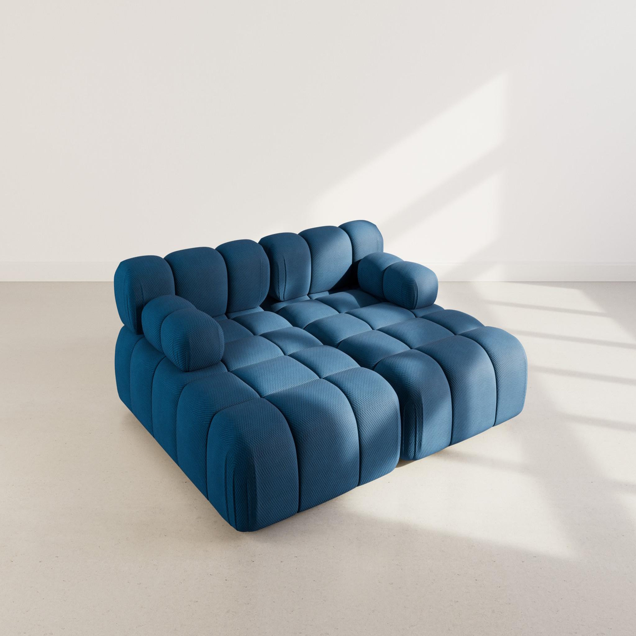 Voir la diapositive 3 : LISA DESIGN Ruby - canapé droit 4 places avec double méridienne - assise profonde - en velours texturé