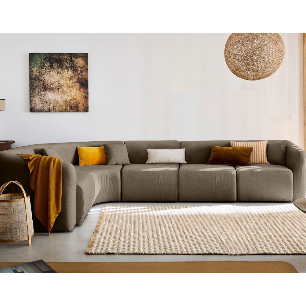 LISA DESIGN Ikare - canapé modulable d'angle gauche - 6 places - en tissu