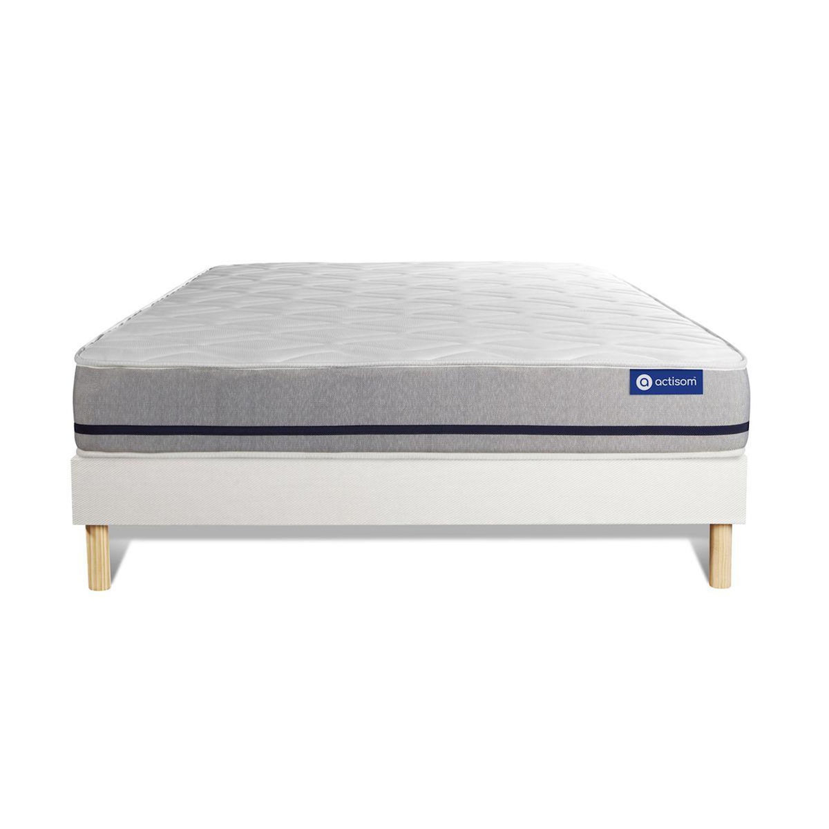 ACTISOM Ensemble matelas 140x190 ACTILATEX SOFT 3zones de confort + sommier KIT blanc