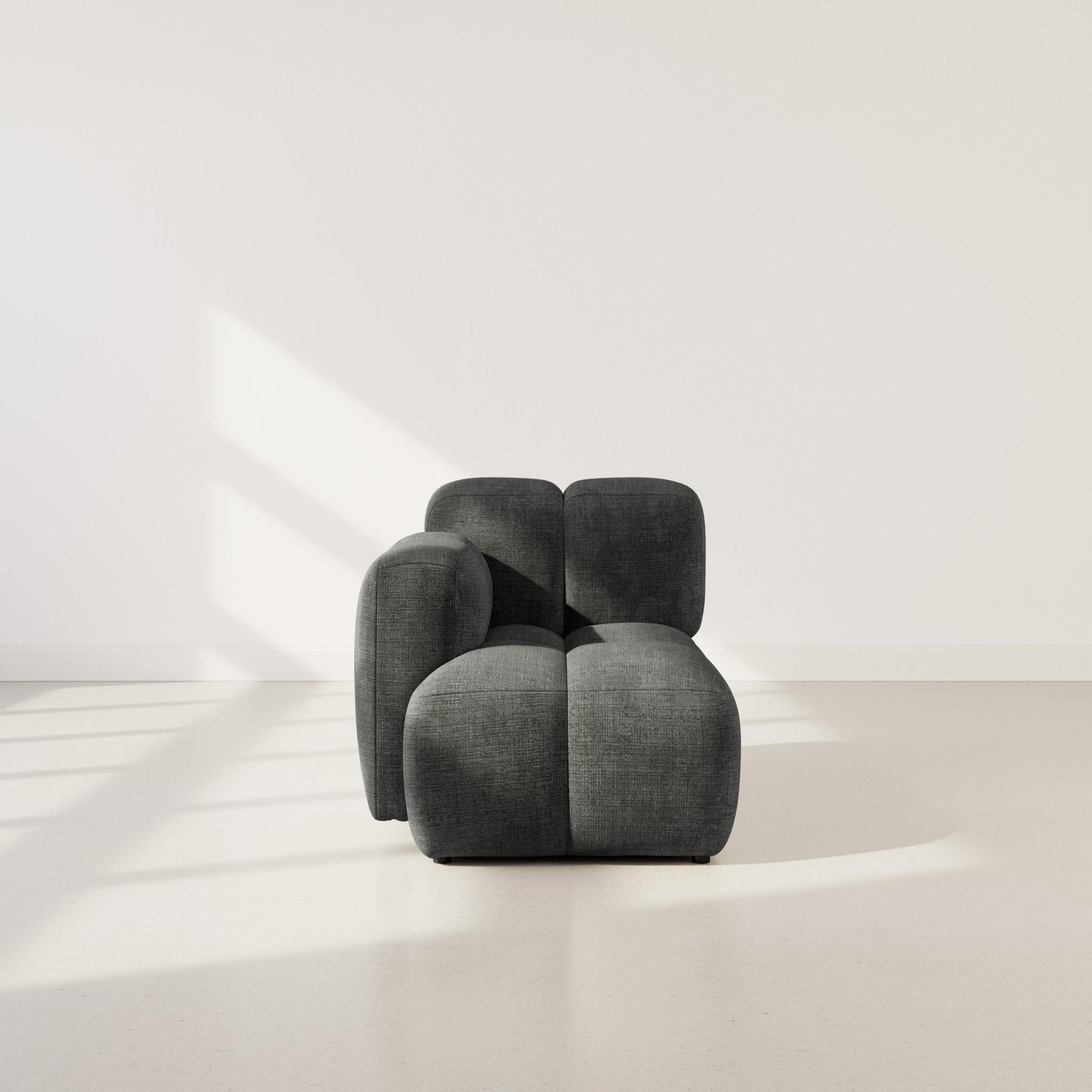 Voir la diapositive 2 : LISA DESIGN Grace - module d'assise gauche en velours texturé