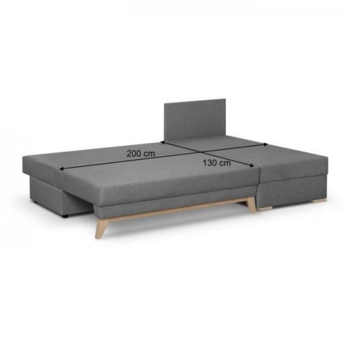 MARKET24 Canapé d'angle convertible - Tissu Gris - L 197 x P 91/132 x H 82 cm - TEIJO