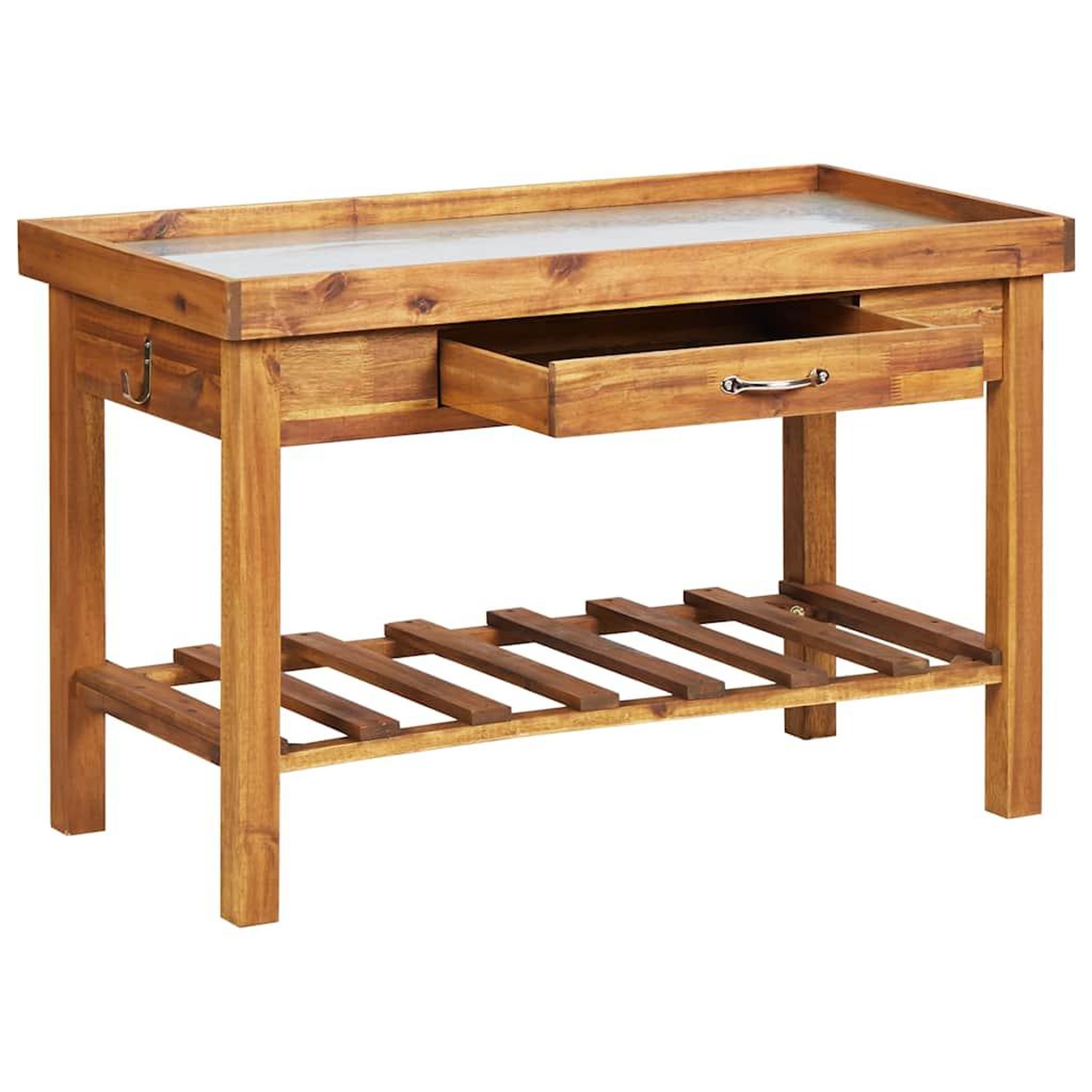 Voir la diapositive 3 : VIDAXL Table de jardin avec dessus en zinc bois solide d'acacia