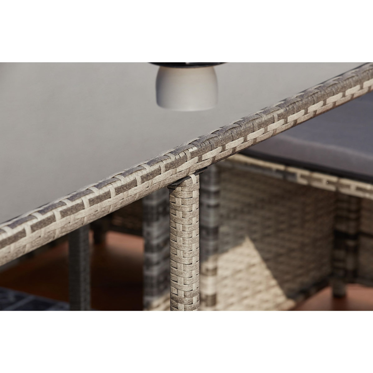 CONCEPT USINE Salon de jardin encastrable 12 personnes en résine tressée gris MIAMI