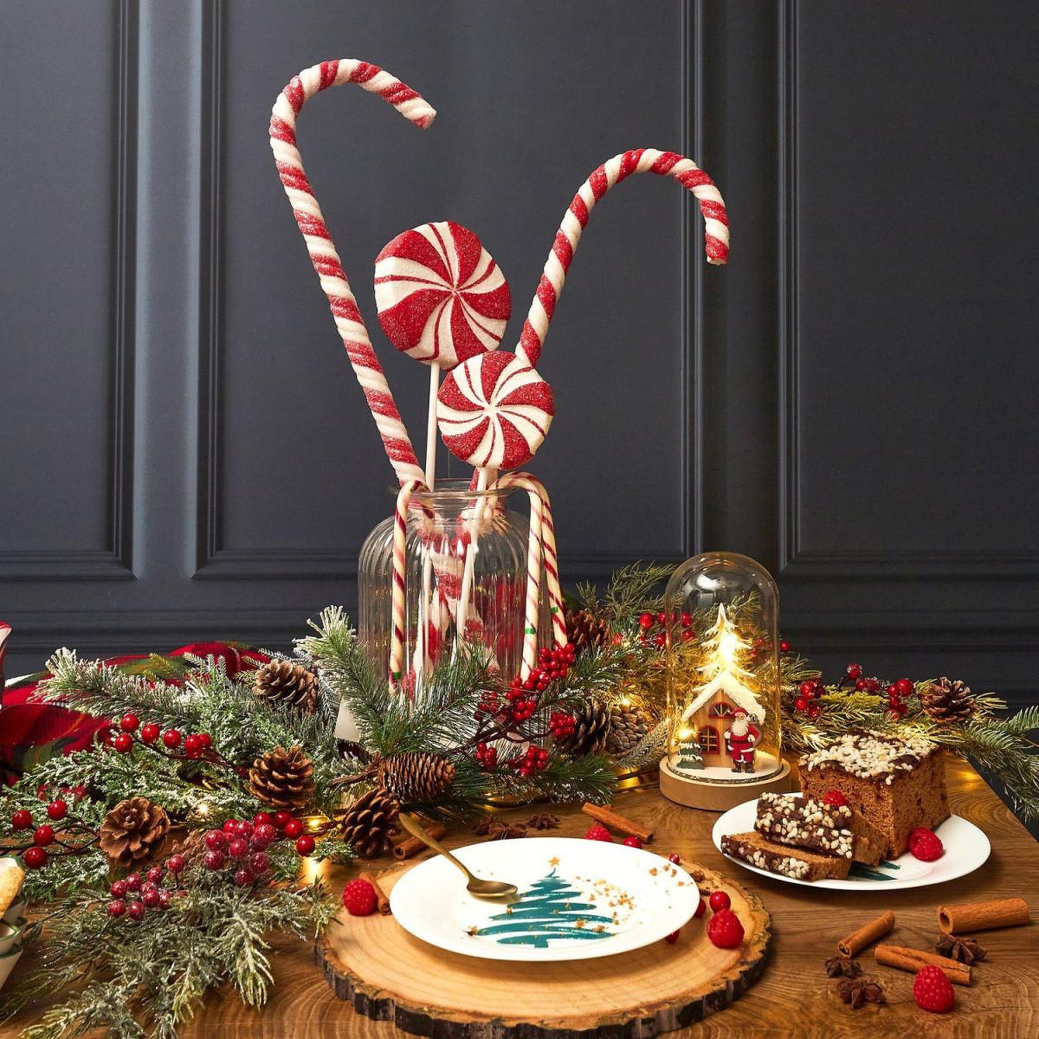 Voir la diapositive 2 : The Home Deco Factory Lot de 2 sucettes déco noël  alva  53,5cm rouge