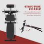 Voir la diapositive 4 : HOMCOM Banc de musculation pliable inclinable réglable sangles élastiques + support haltères inclus acier noir rouge