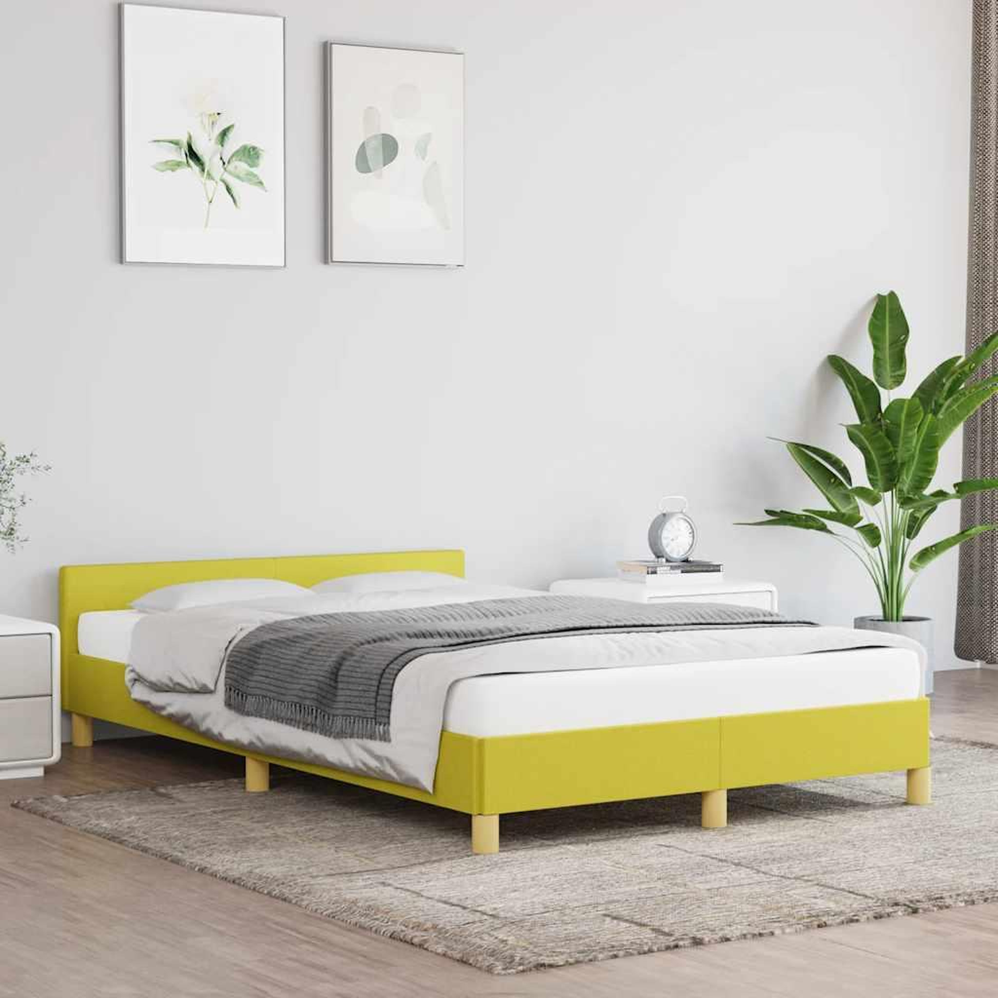 Voir la diapositive 2 : VIDAXL Cadre de lit sans matelas vert 120x200 cm tissu