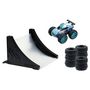 Voir la diapositive 2 : SILVERLIT Exost Jump Coffret cascades 1 voiture friction + accessoires - Bleu