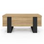 Voir la diapositive 3 : ID MARKET Table basse plateau relevable rectangulaire convertible en table à manger PHOENIX 97,5 cm bois et noir