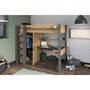 Voir la diapositive 2 : PARISOT Lit combiné mezzanine enfant PARISOT HIGH - Chene et gris - Sommier inclus - 90 x 200 cm