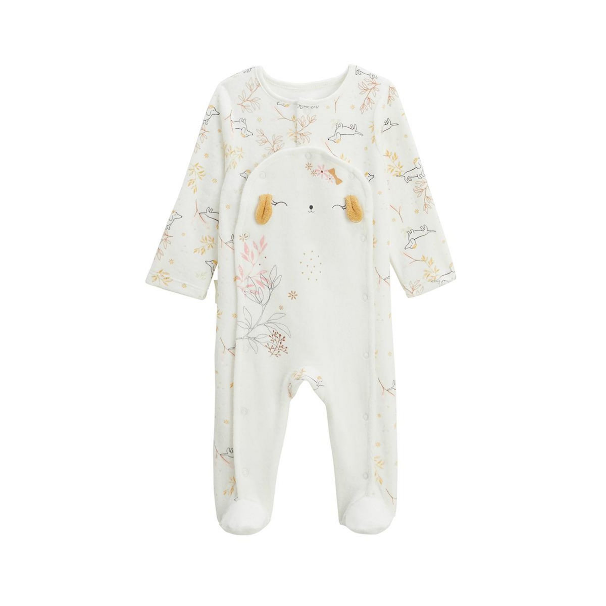 Petit Béguin Pyjama bébé en velours ouverture pont Emilie