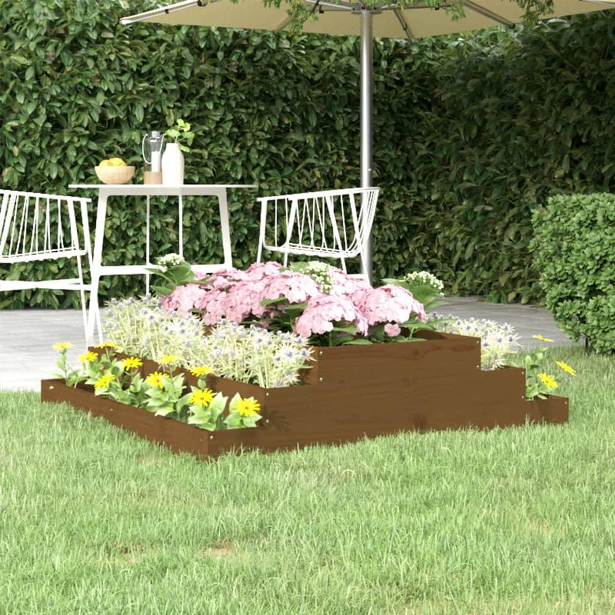 Voir la diapositive 1 : VIDAXL Jardiniere Marron miel 110x110x27 cm Bois massif de pin