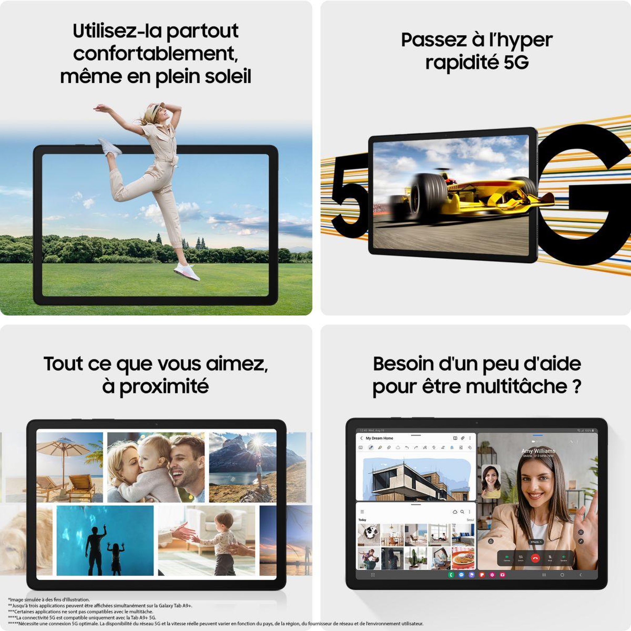 Voir la diapositive 5 : Samsung Tablette Android Galaxy Tab A9+ 256Go Gris 5G