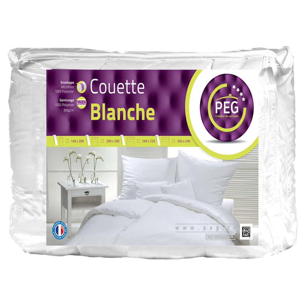 PEG Couette blanche tempérée en microfibre 