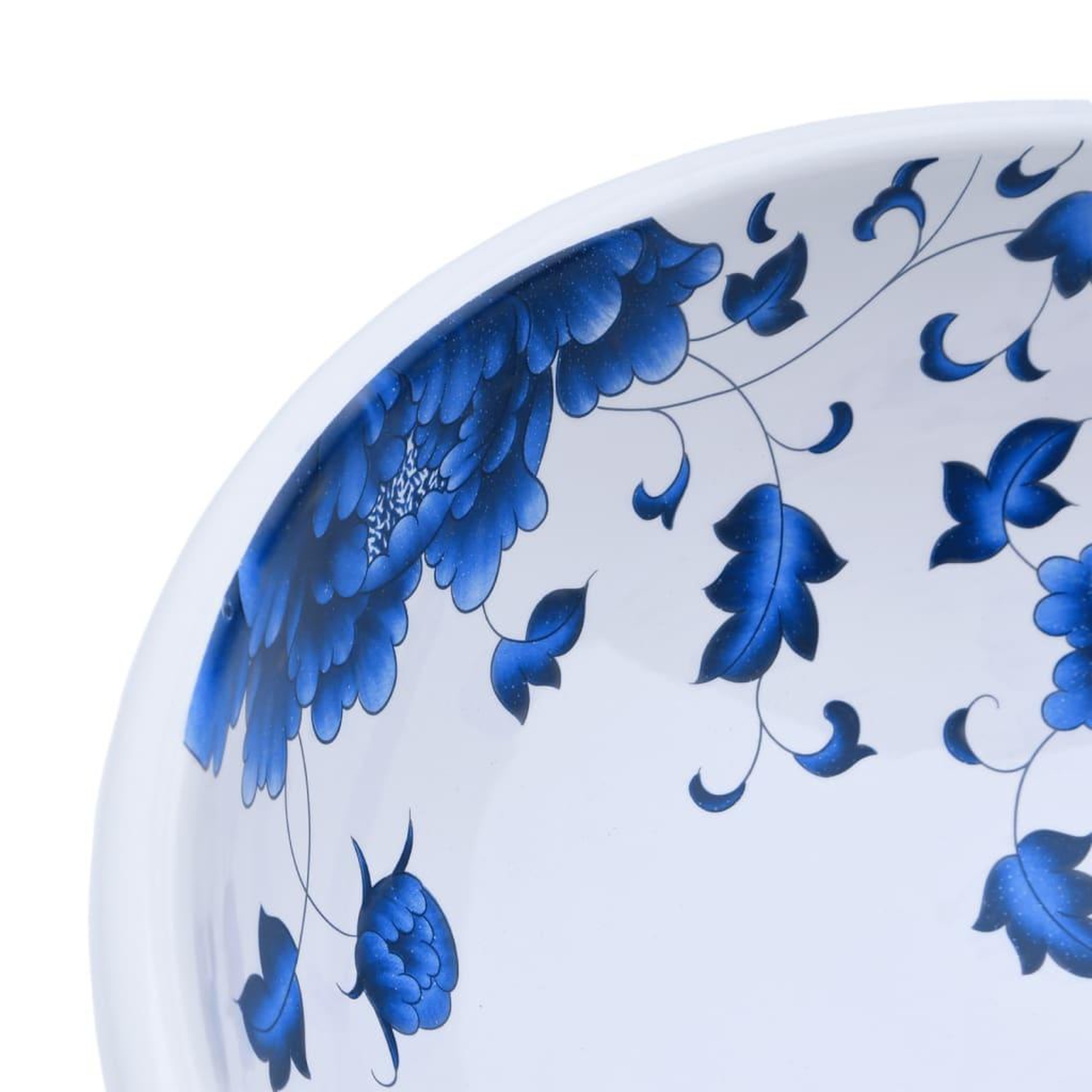 Voir la diapositive 5 : VIDAXL Vasque a poser blanc et bleu rond Φ41x14 cm ceramique