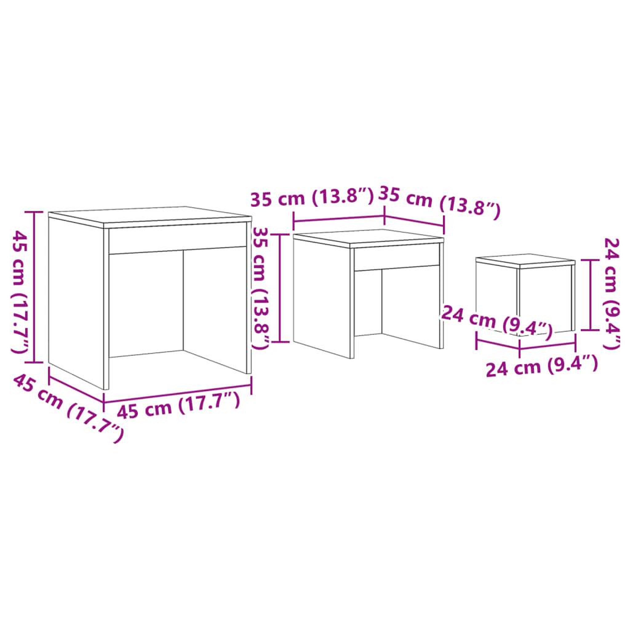 Voir la diapositive 6 : VIDAXL Tables gigognes 3 pcs chene artisanal bois d'ingenierie