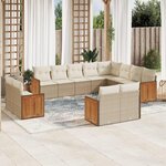 VIDAXL Salon de jardin avec coussins 12 pcs beige resine tressee