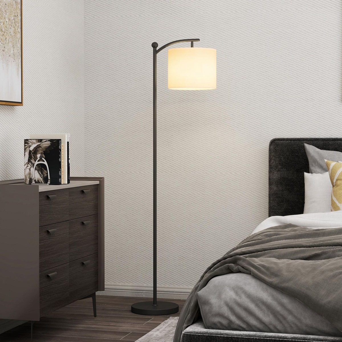 HOMCOM Lampadaire dimmable H.60 cm 2 températures de couleur timer 60 min télécommande noir blanc