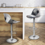 Voir la diapositive 2 : ID MARKET Lot de 2 tabourets de bar KARL design patchworks noirs, gris et blancs pied chromé