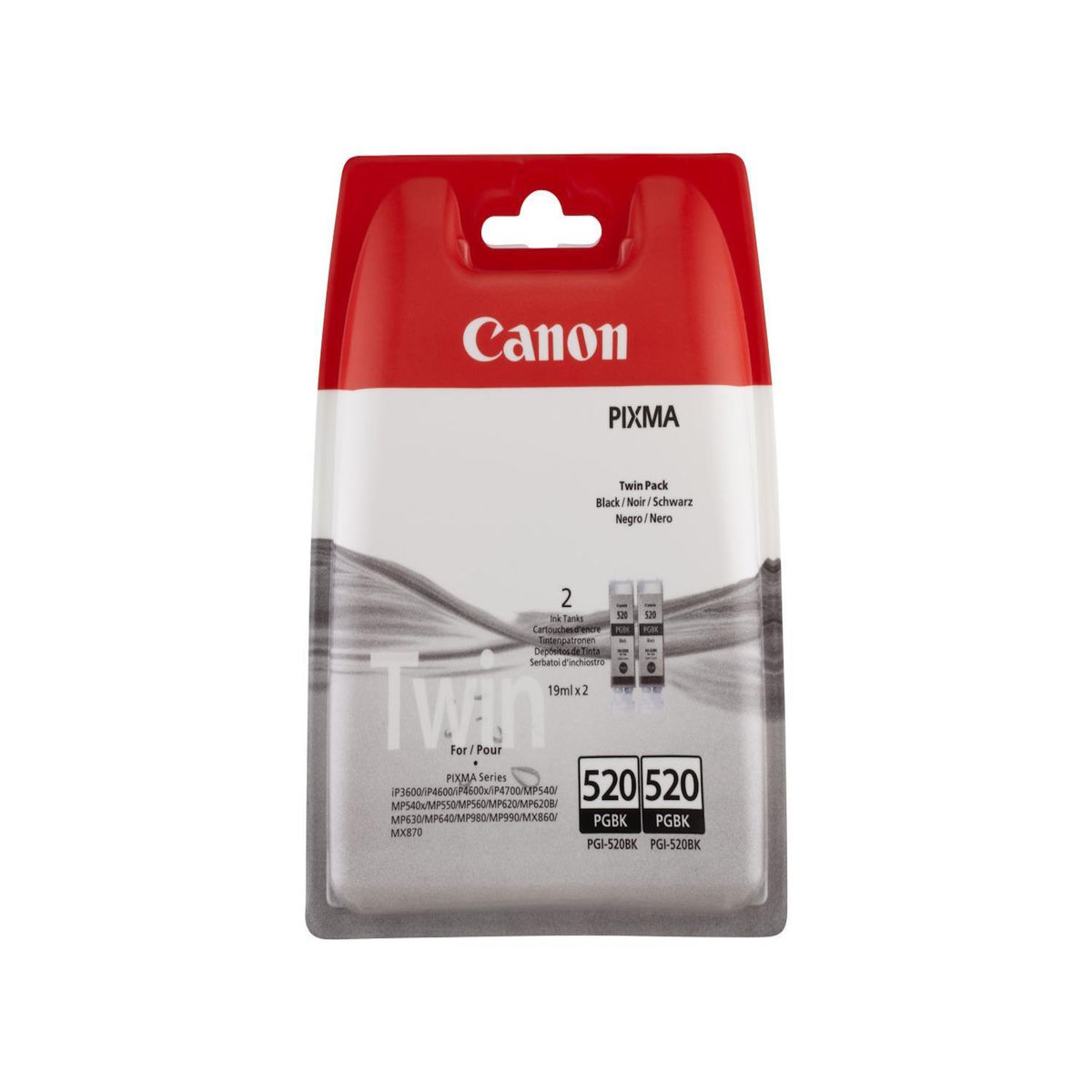 Canon Cartouche d'encre Pack de 2 Originales PGI-520 Noires Pigmentées - 2932B010