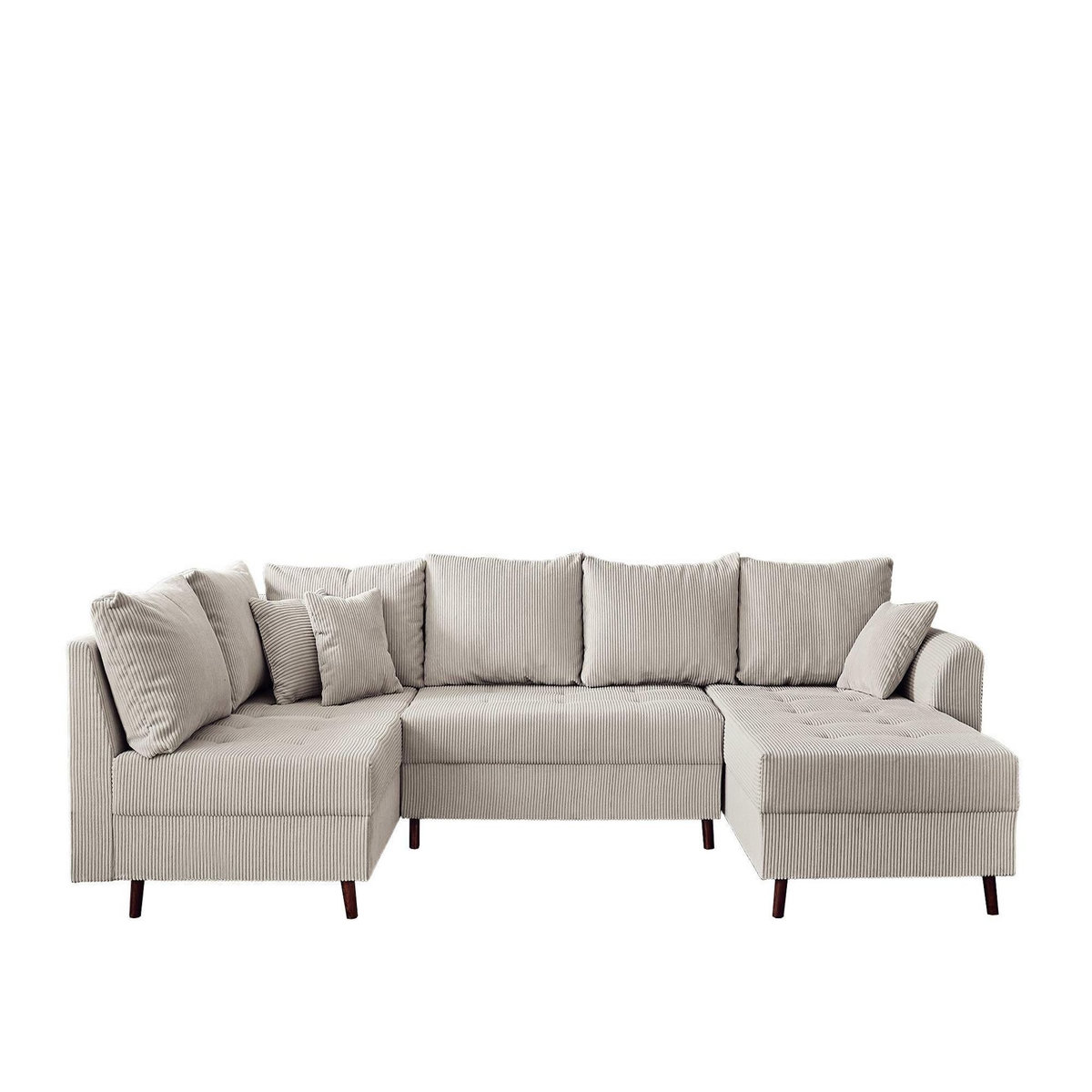 LISA DESIGN Rune - canapé panoramique d'angle gauche - 7 places - avec pouf d'appoint - en velours côtelé