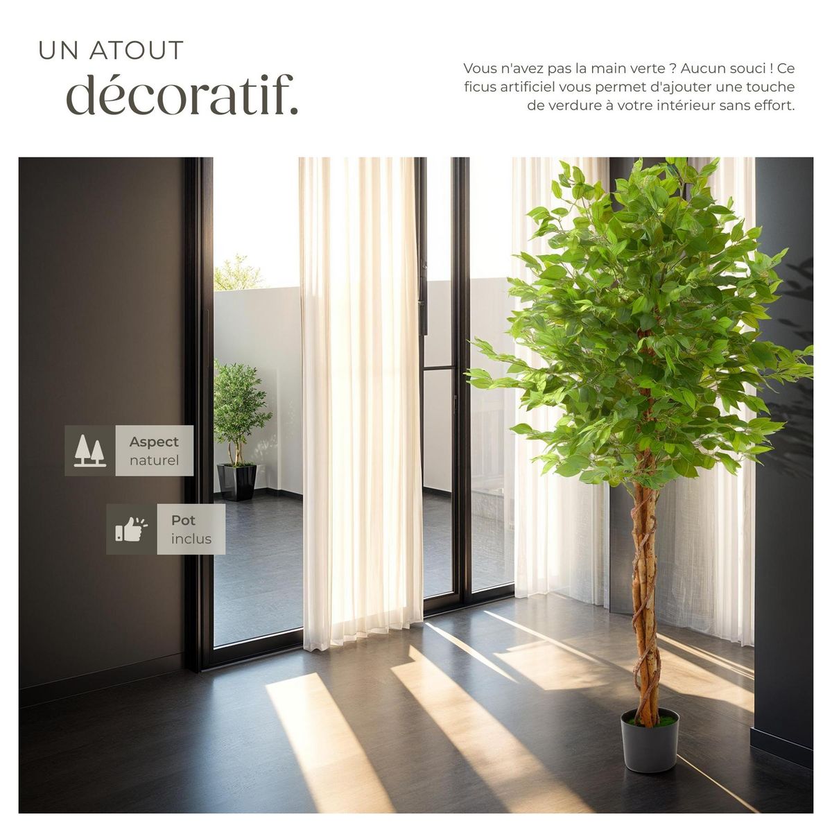 tectake Ficus artificiel design très réaliste vert