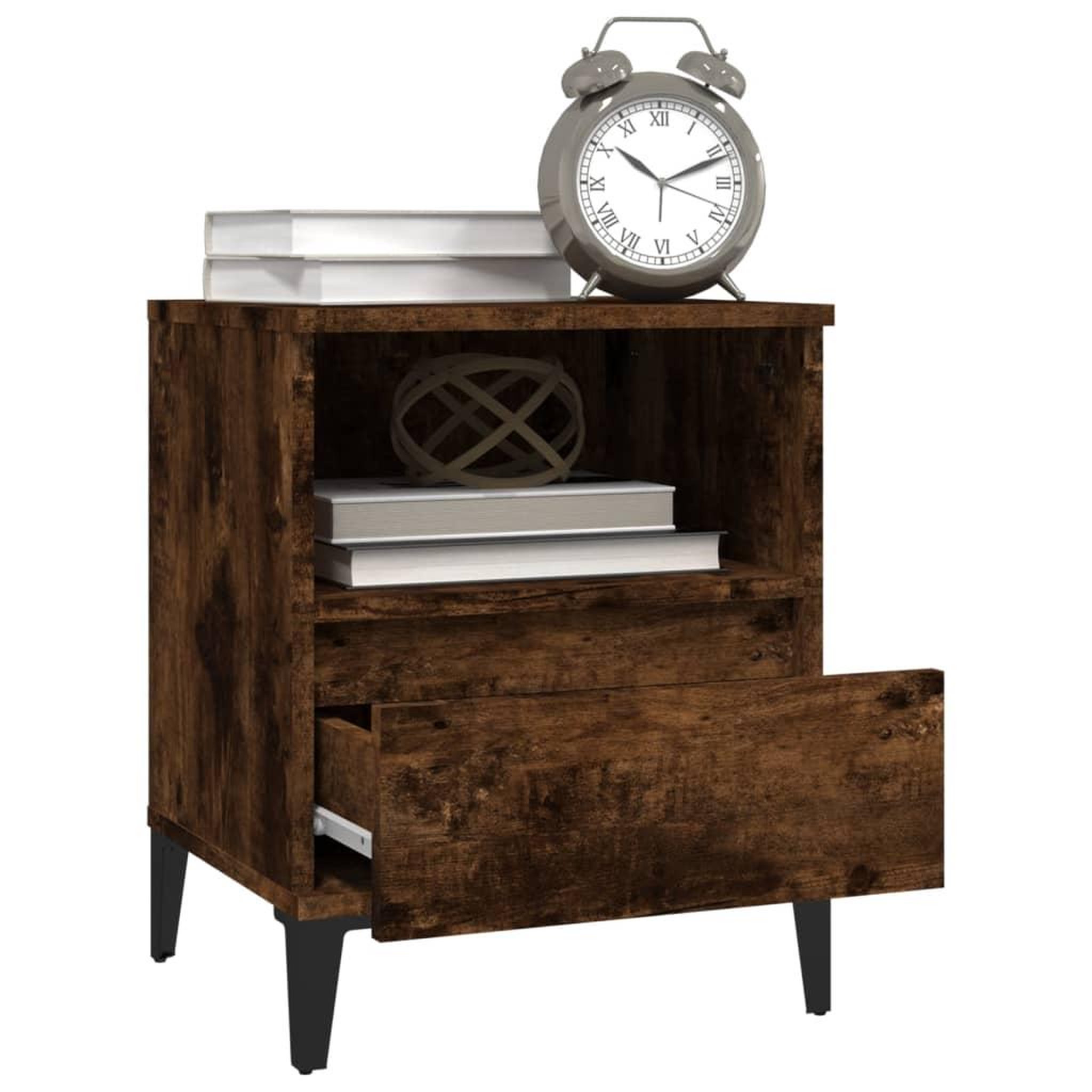 Voir la diapositive 5 : VIDAXL Table de chevet Chene fume 40x35x50 cm