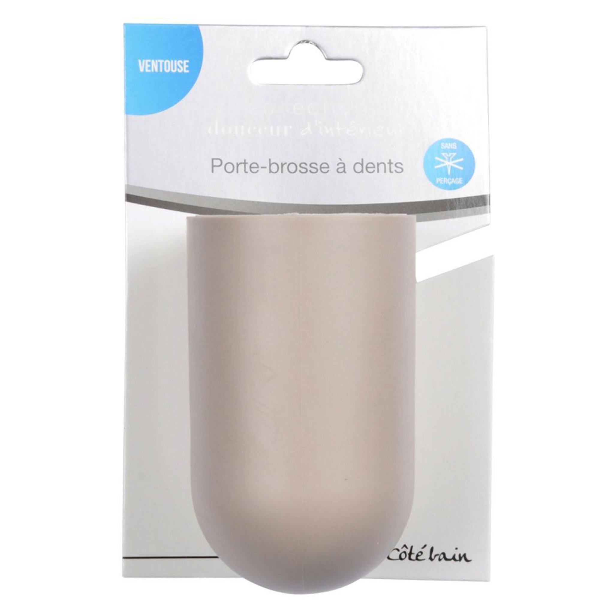 Voir la diapositive 2 : Douceur d'Intérieur Gobelet brosse à dent ventouse  vitamine ii  11cm taupe