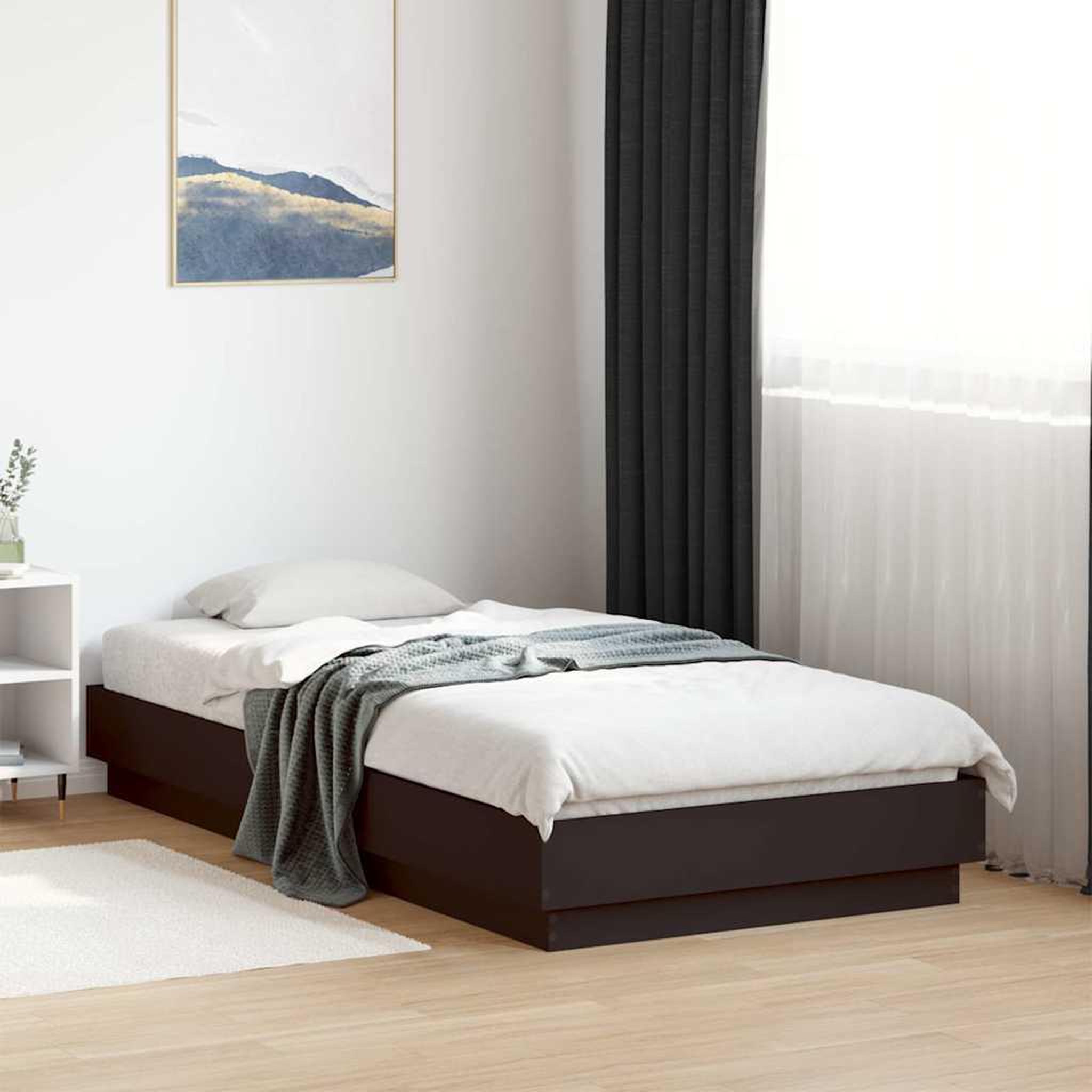 VIDAXL Cadre de lit sans matelas noir 90x190 cm bois ingenierie