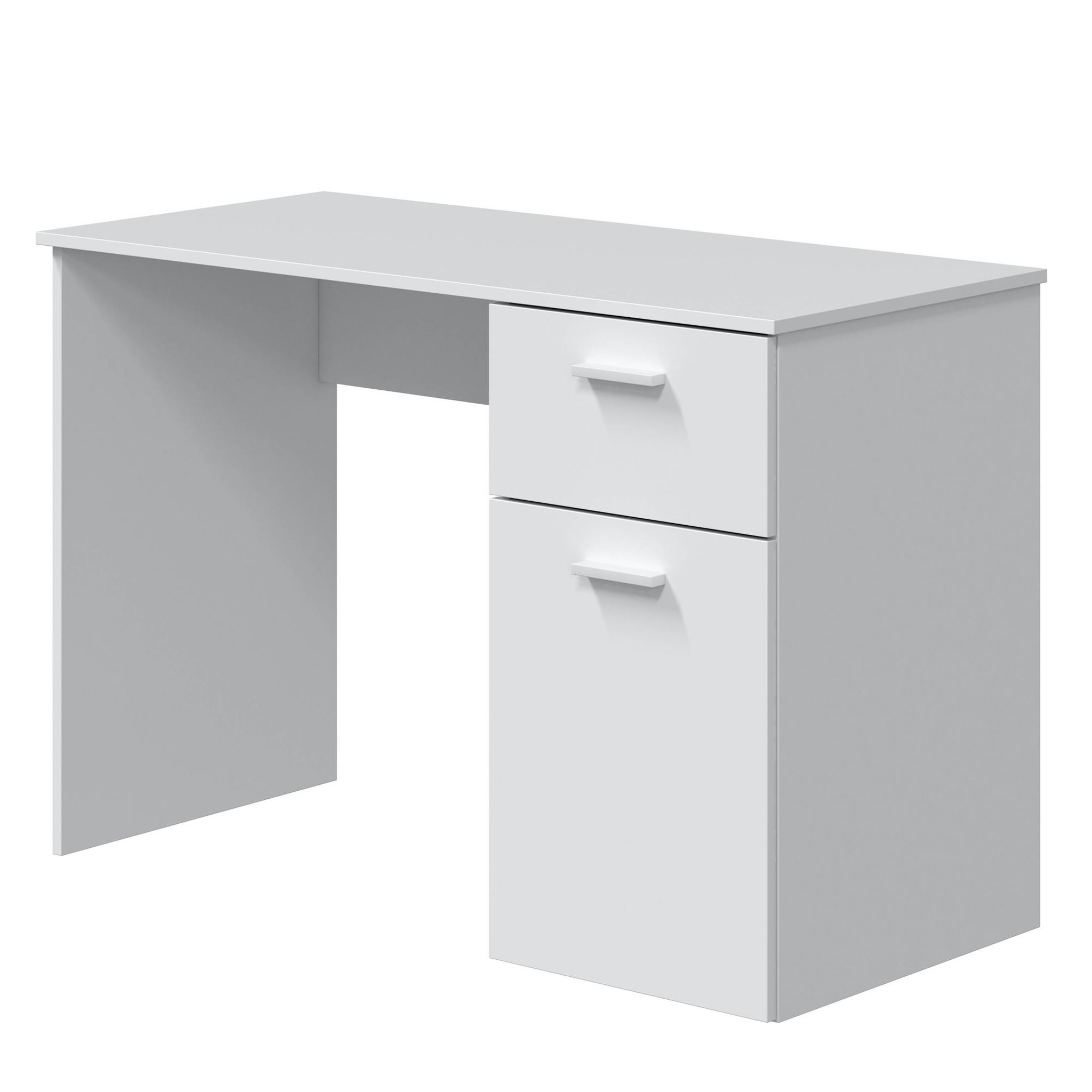 Voir la diapositive 3 : VS VENTA-STOCK Bureau Huelva 1 porte 1 tiroir blanc, 108 cm longueur