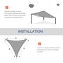 Voir la diapositive 4 : OUTSUNNY Voile d'ombrage triangulaire grande taille 6 x 6 x 6 m polyester imperméabilisé haute densité 160 g/m² gris clair