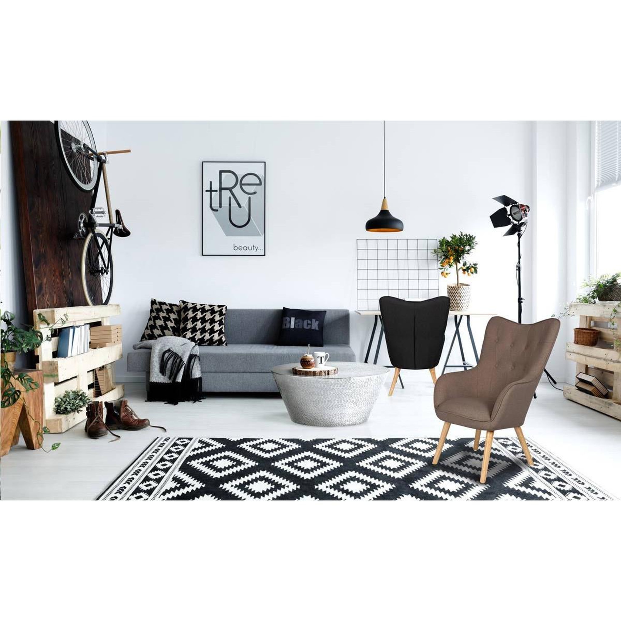 Voir la diapositive 5 : Paris Prix Fauteuil Scandinave  Aimee  67cm Taupe