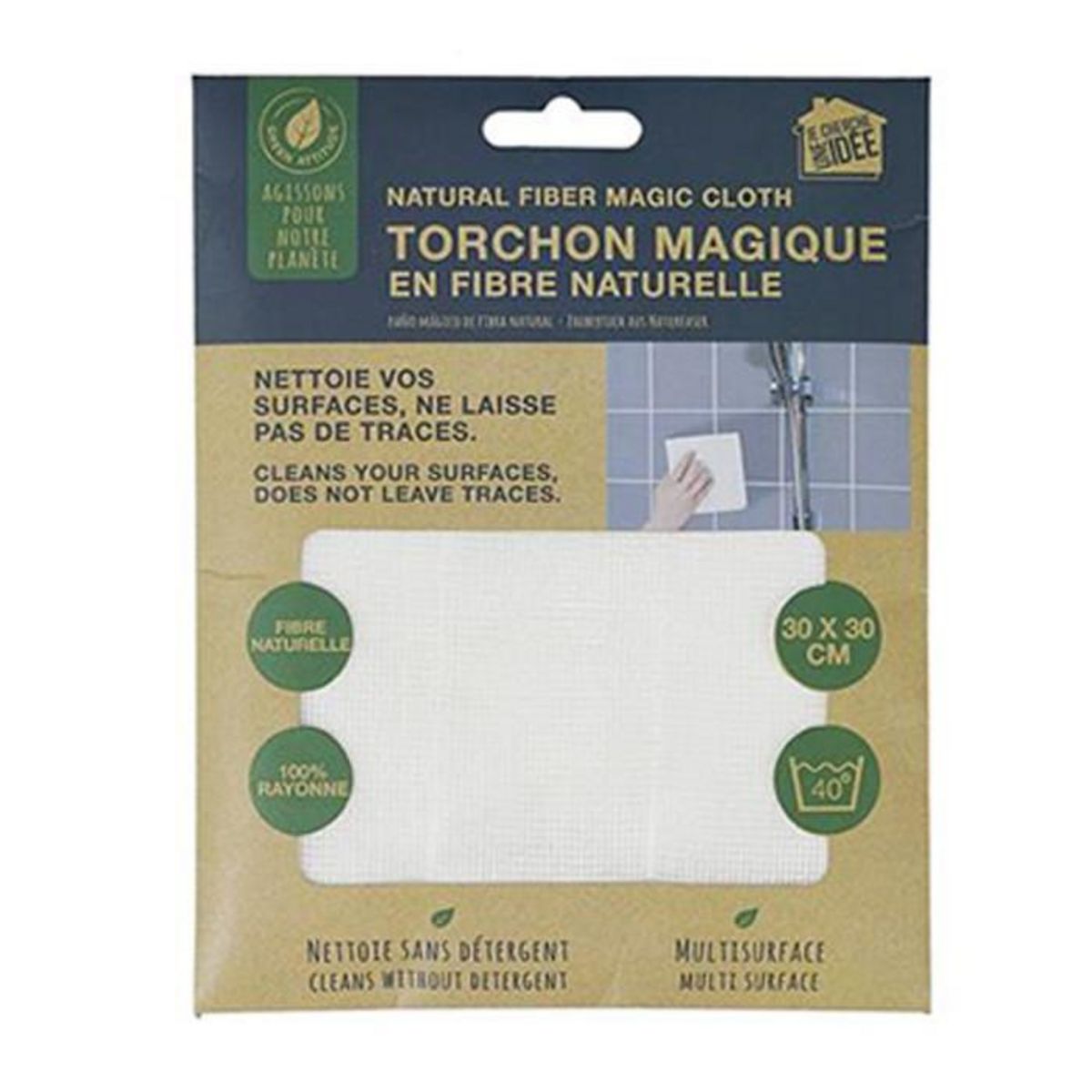 Paris Prix Torchon Magique  Fibre Naturelle  30x30cm Blanc